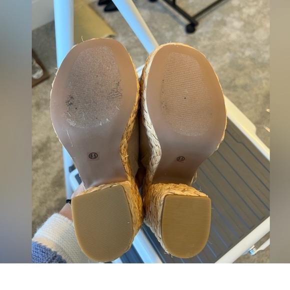 Lulus Ervyn Raffia platform block heels size 6.5 - Picture 5 of 8